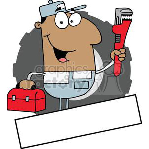 Cartoon Plumber Clipart with Text Space – Handyman Illustration