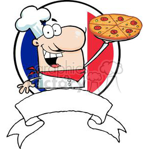 Banner Proud Chef Holds Up Pizza Pie In Front Of Flag Of France