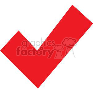 A red check mark icon in a clipart style.