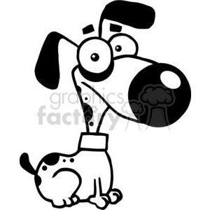 This clipart image features a comical and exaggerated depiction of a dog. The dog is portrayed in a black and white, cartoonish style with prominent, funny features like large, bulging eyes and oversized nose.