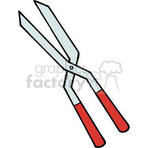 A clipart image of a pair of garden shears with red handles.