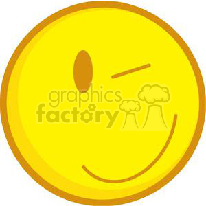 The image depicts a simplistic, comical yellow smiley emoticon. The emoticon has a big, contented smile with a closed eye and a slightly raised eyebrow, creating an expression that seems amiable and possibly smirking.