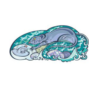 A colorful clipart illustration featuring a stylized rat, which is often associated with the Chinese Zodiac and horoscopes.