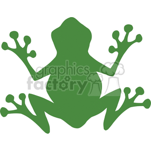 The clipart image features a stylized silhouette of a frog. The frog is depicted with exaggerated features such as large, splayed toes and a wide body, typically used to convey a whimsical or humorous tone.