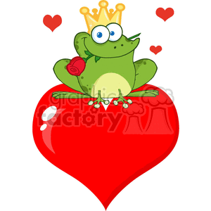 Crowned Frog with Rose on Heart - Love Themed