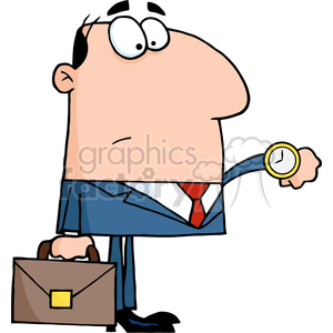 Cartoon-Office-Worker-Watching-The-Clock