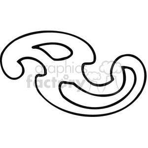 Outline of a French curve, a drawing tool used for creating smooth curves in designs and plans.