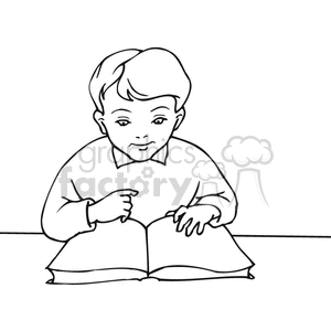 Outline of a boy learning to read