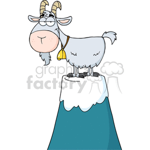 Funny Cartoon Mountain Goat on Snowy Peak