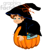 animated girl playing on a pumpkin