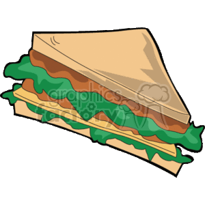 The image depicts a clipart illustration of a sandwich. The sandwich appears to have several layers, including what looks like bread, lettuce, cheese, and perhaps a slice of meat or tomato.