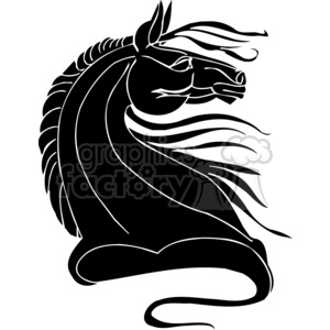 Silhouette of a stylized horse head with flowing mane.