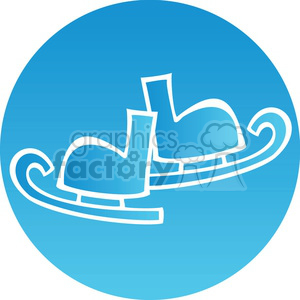 Illustration of ice skates in a circular blue icon, symbolizing Christmas holiday designs.