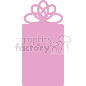 Pink clipart image of a gift box with a decorative bow on top.