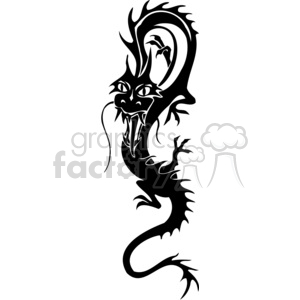 The image shows a stylized black and white vector illustration of a Chinese dragon. The dragon is depicted with characteristic features such as a serpentine body, scales, and a fierce expression.