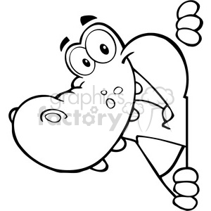 102538-Cartoon-Clipart-Happy-Crocodile-Looking-Around-A-Blank-Sign
