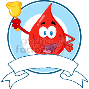   The clipart image features a cartoon portrayal of a red blood drop character. This personified blood drop is smiling and holding a golden trophy cup aloft. It