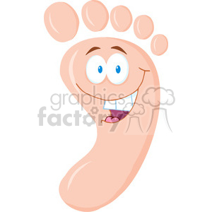 A comical clipart of a happy, cartoonish foot with a smiling face.