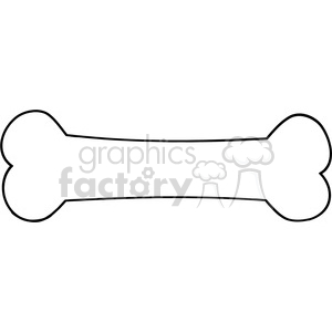   This cartoon is a line drawing of a black and white bone, commonly used by dogs to chew on.  