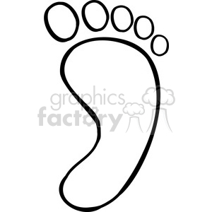 Clipart illustration of a simple black and white outline of a human foot.