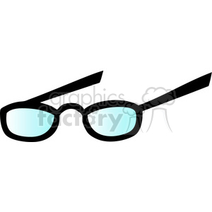 Clipart image of a pair of black-framed eyeglasses with blue-tinted lenses.