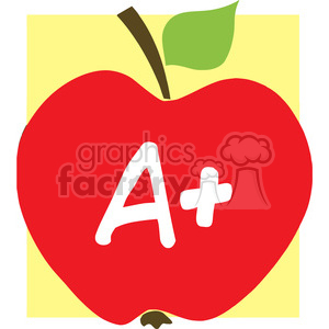 12919 RF Clipart Illustration Apple With A+ And Background