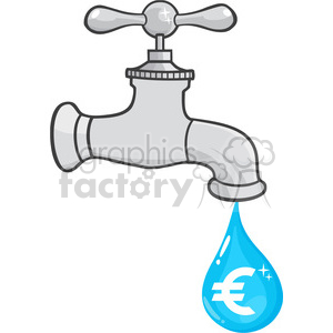 12880 RF Clipart Illustration Water Faucet With Euro Dripping