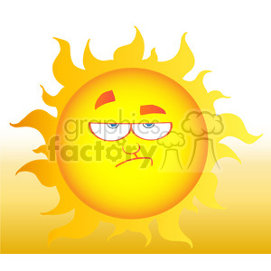 12902 RF Clipart Illustration Lowering Sun Cartoon Character