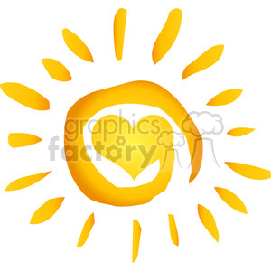 12887 RF Clipart Illustration Summer Hot Abstract Sun With Heart