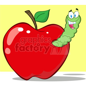   4941-Clipart-Illustration-of-Happy-Worm-In-Red-Apple 