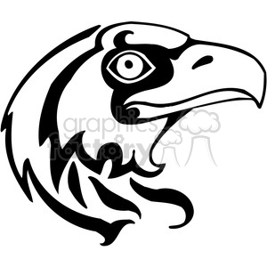 This image features a stylized outline of a hawk's head. It has a bold, tribal design suitable for usage as a vinyl decal or a tattoo template.