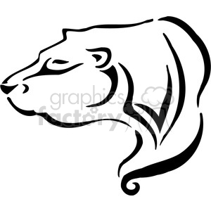 The clipart image features a stylized, artistic outline of a polar bear profile. The bear's head and shoulders are depicted in a bold, simplified style, suitable for vinyl-ready applications, tattoo designs, or as a logo.
