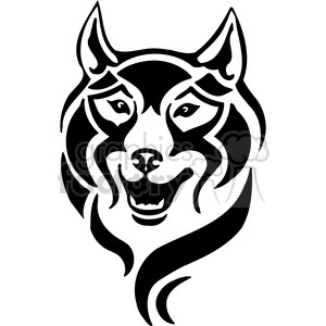 The clipart image shows a stylized outline of a canine face that could be interpreted as a husky, wolf, or dog. The design is bold and simplified, perfect for vinyl applications, tattoos, or branding.