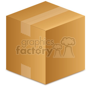 A clipart image of a closed cardboard box sealed with tape. The box is depicted in a simple, vector style with a gradient brown color.