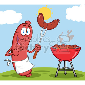 5367-Happy-Sausage-With-Sausage-On-Fork-And-Barbecue