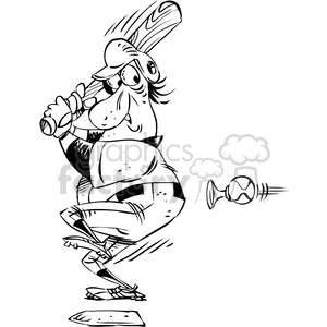   black white cartoon baseball player at bat 