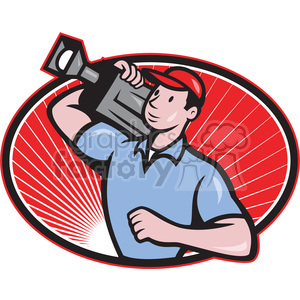  cameraman movie camera shoulder OVAL 