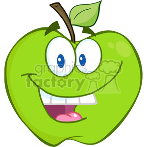 5752 Royalty Free Clip Art Smiling Green Apple Cartoon Mascot Character