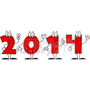5664 Royalty Free Clip Art 2014 New Year Numbers Cartoon Characters