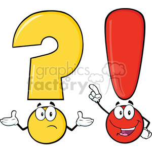   6289 Royalty Free Clip Art Question Mark And Exclamation Mark Cartoon Characters 