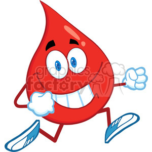 6175 Royalty Free Clip Art Red Blood Drop Cartoon Character Running