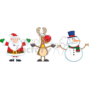   6680 Royalty Free Clip Art Santa Claus,Rudolph Reindeer And Snowman 