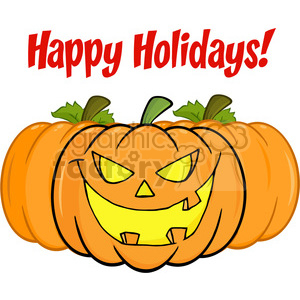 6616 Royalty Free Clip Art Happy Holidays Greeting With Smiling Pumpkin