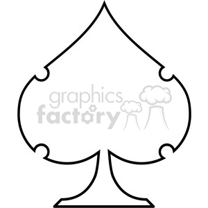 This image features a simple black outline of the spade symbol commonly found in playing cards. It has a stylized design with round embellishments at the end of each point, which may suggest a decorative or tattoo-like aesthetic.