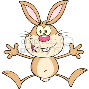   Royalty Free RF Clipart Illustration Happy Rabbit Cartoon Character Jumping 