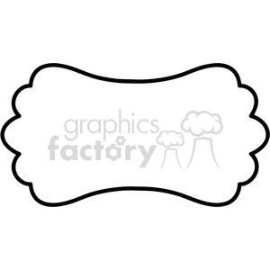 A black and white clipart image of a blank decorative frame with a wavy border.