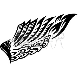 A black tribal tattoo clipart design featuring abstract and interwoven patterns, resembling wings or feathers.