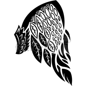 This clipart image features an abstract design of a stylized eagle wing, rendered in black and white with intricate leaf and feather patterns.