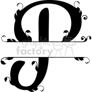 The clipart image shows a split regal monogram design of the letter 