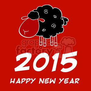 A clipart image featuring a stylized sheep on a red background with the text '2015 Happy New Year'.